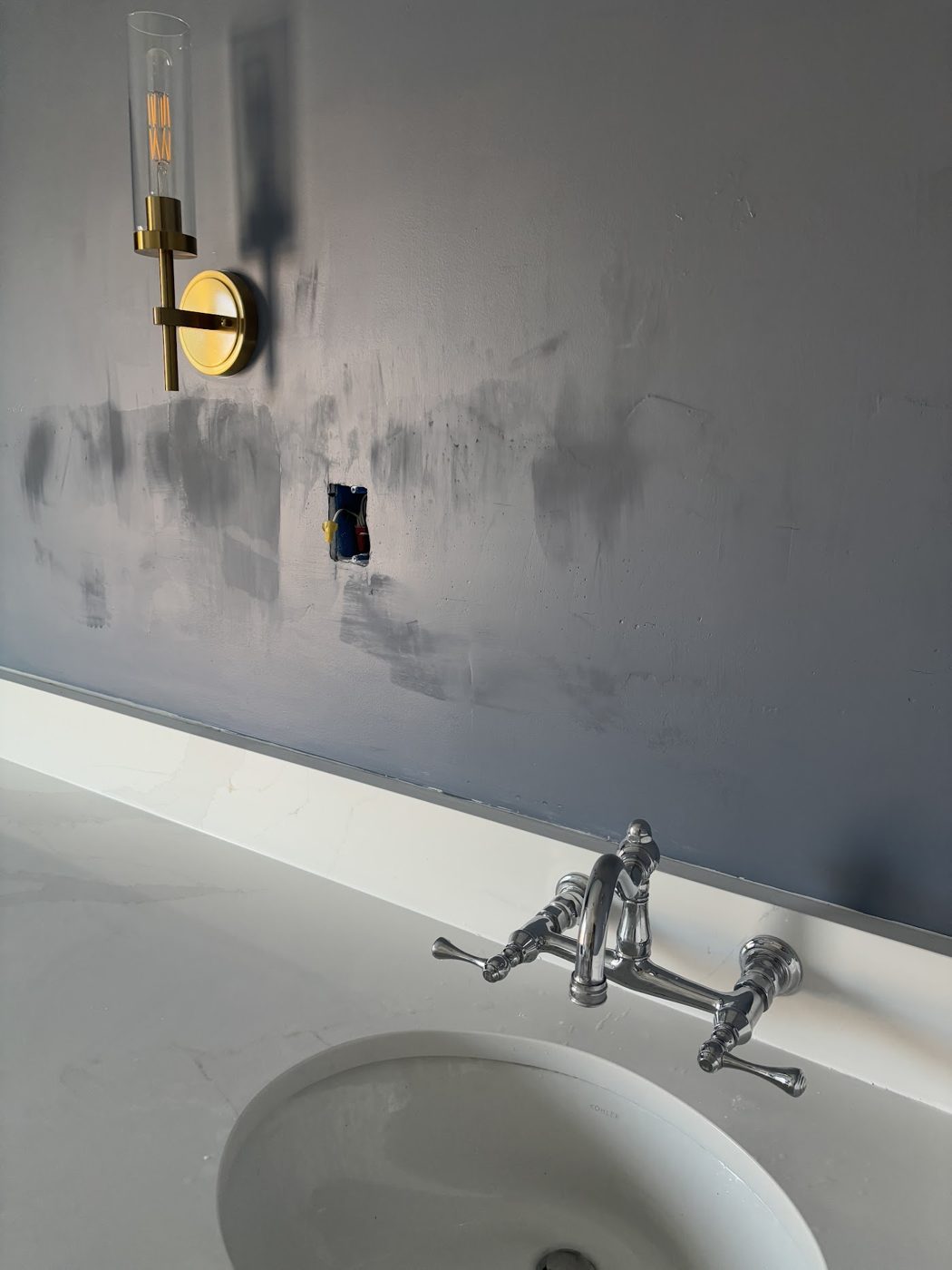 Sconce and faucet install